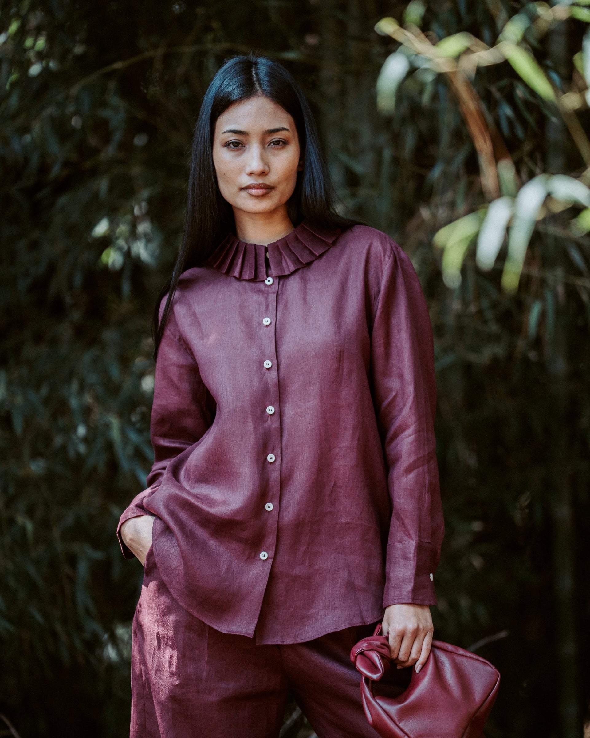 Sthira Shirt Wine Linen