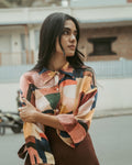 Kimono Shirt Art Deco Pink Modal Silk