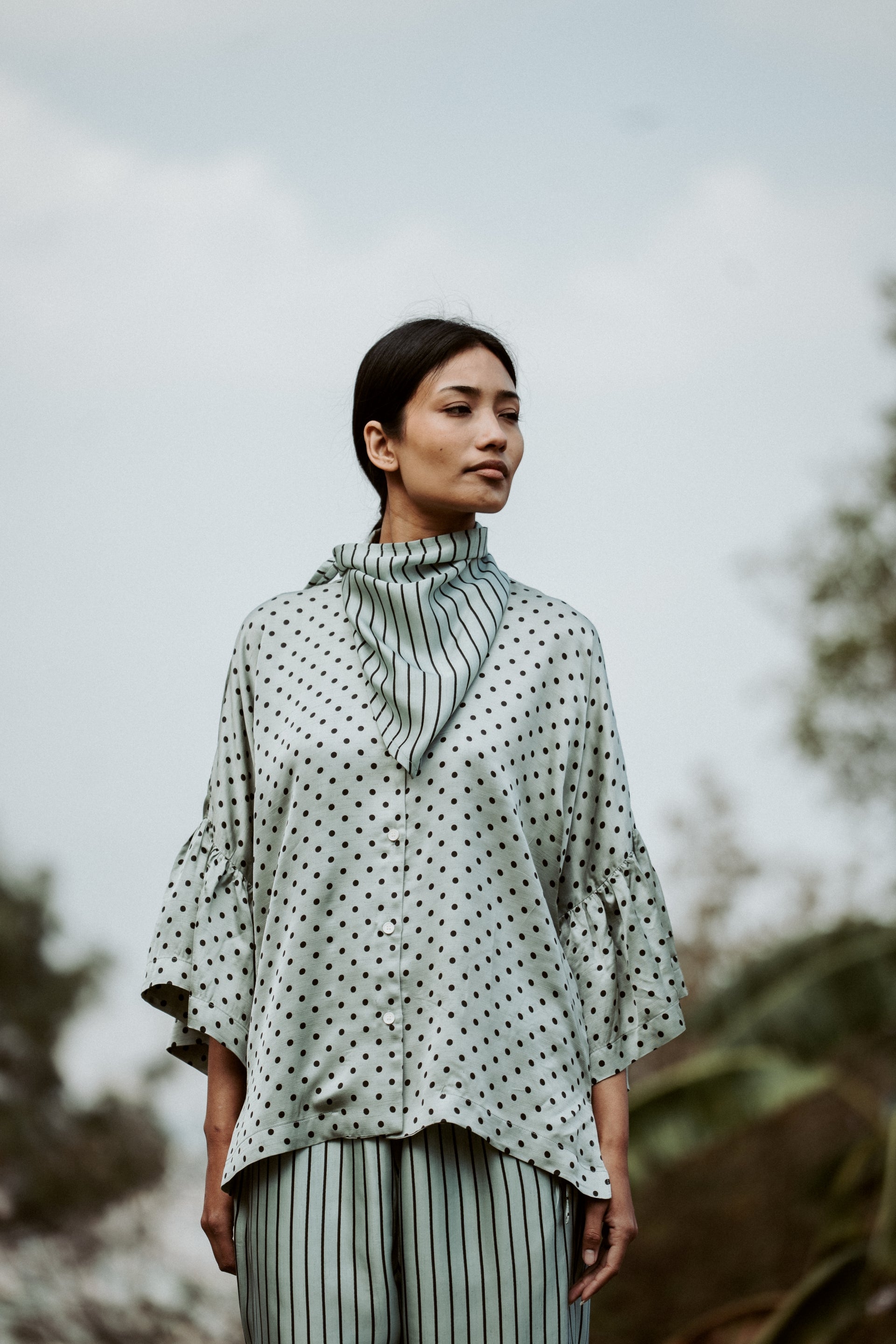 Raha Shirt Polka Silk Linen