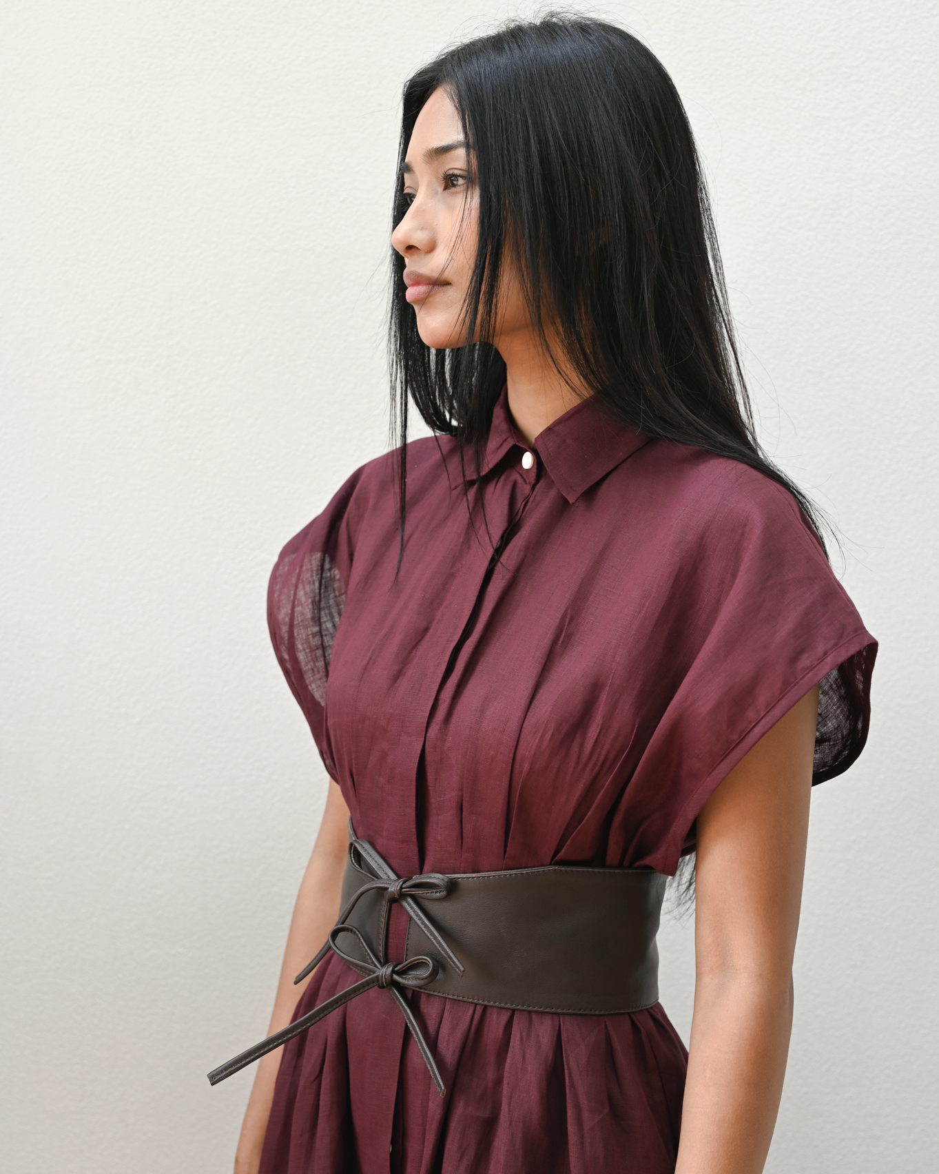 Sarga Dress Wine Linen