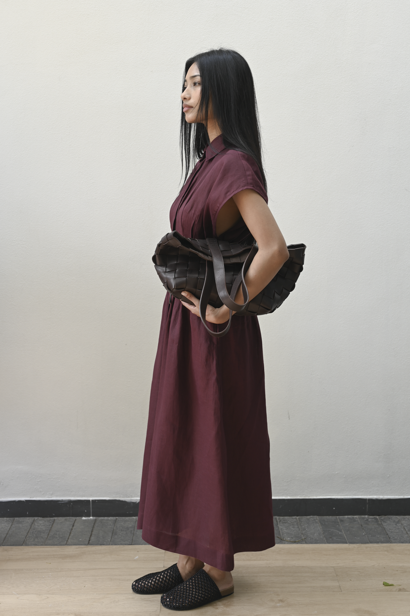 Sarga Dress Wine Linen