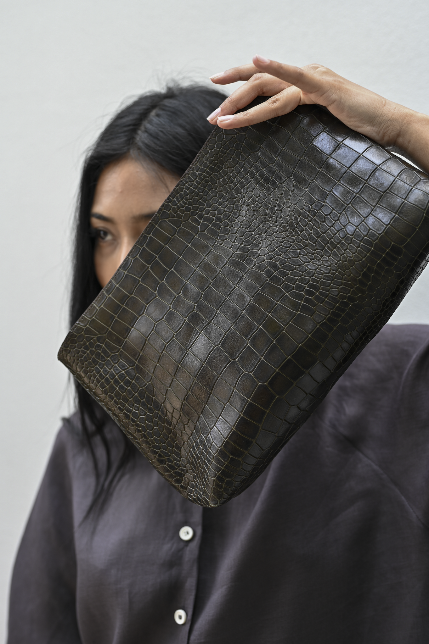 Harukaze Clutch Croc Moss