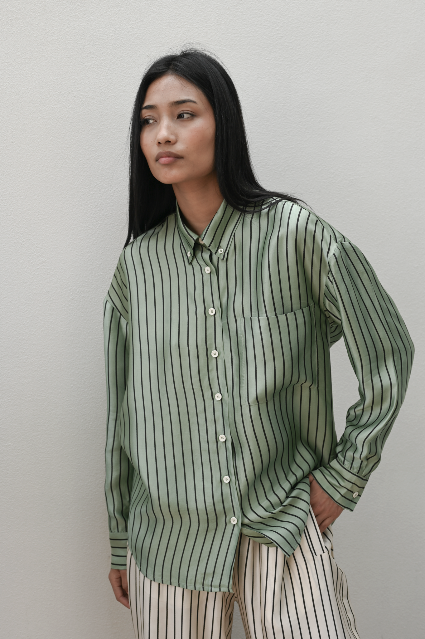 Raja Shirt Pistachio Silk