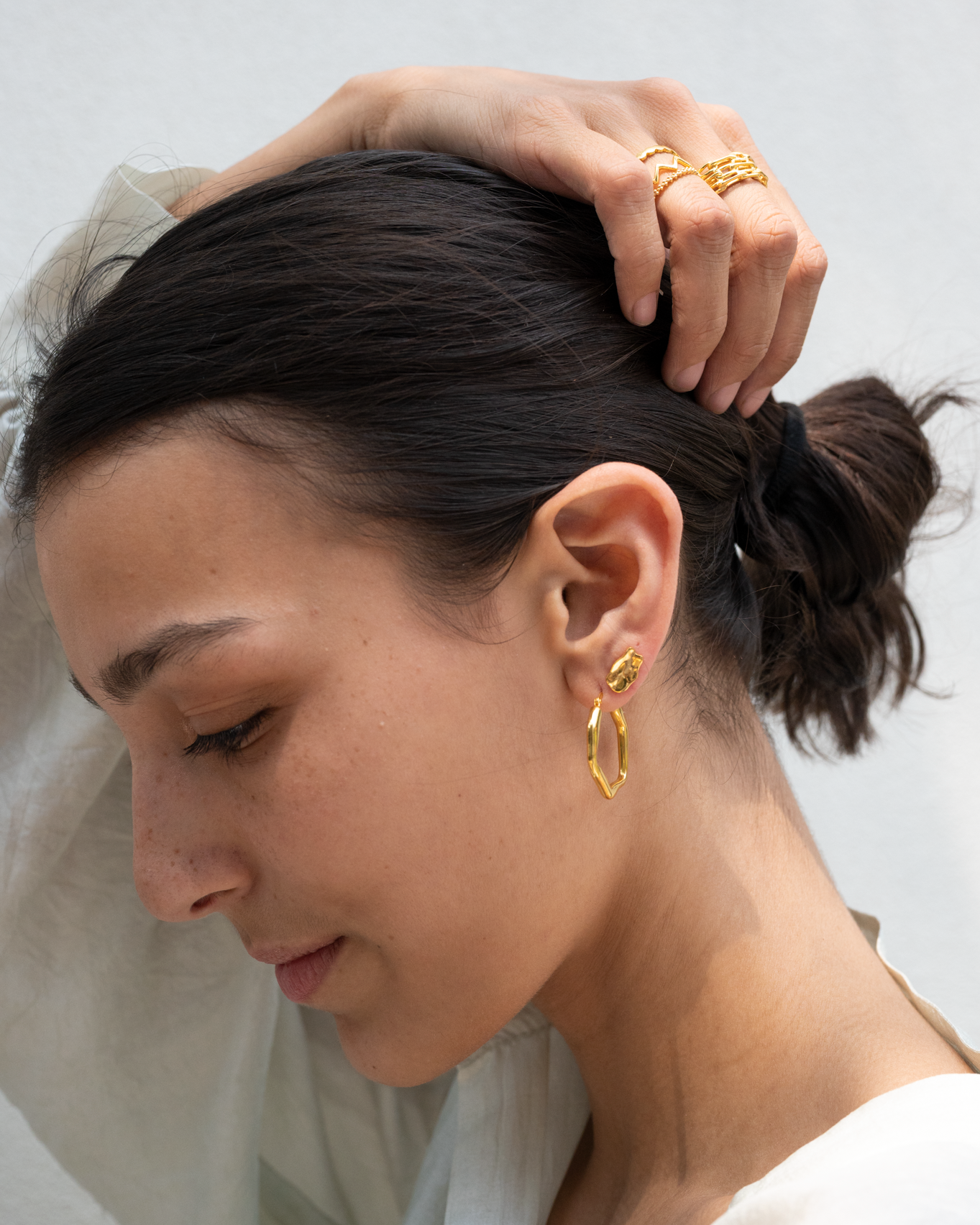 Organic Stud Silver Earring