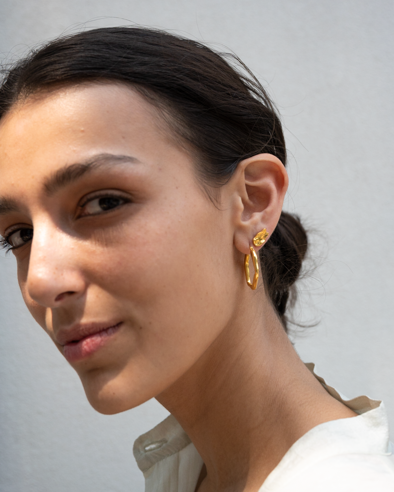 Organic Stud Silver Earring