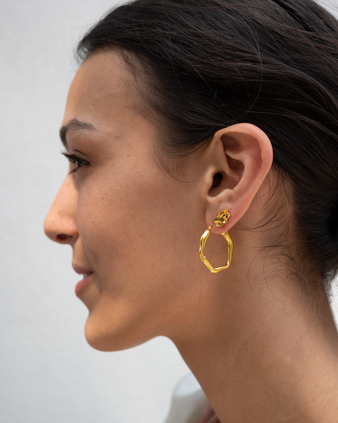 Organic Hoops Silver Earring