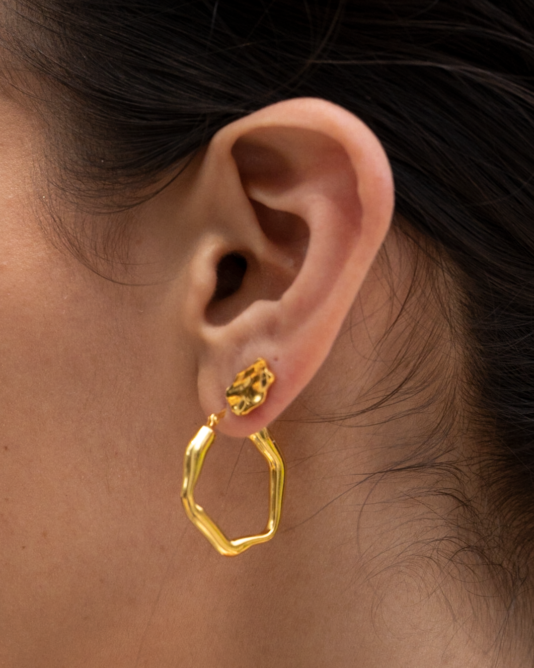 Organic Hoops Silver Earring