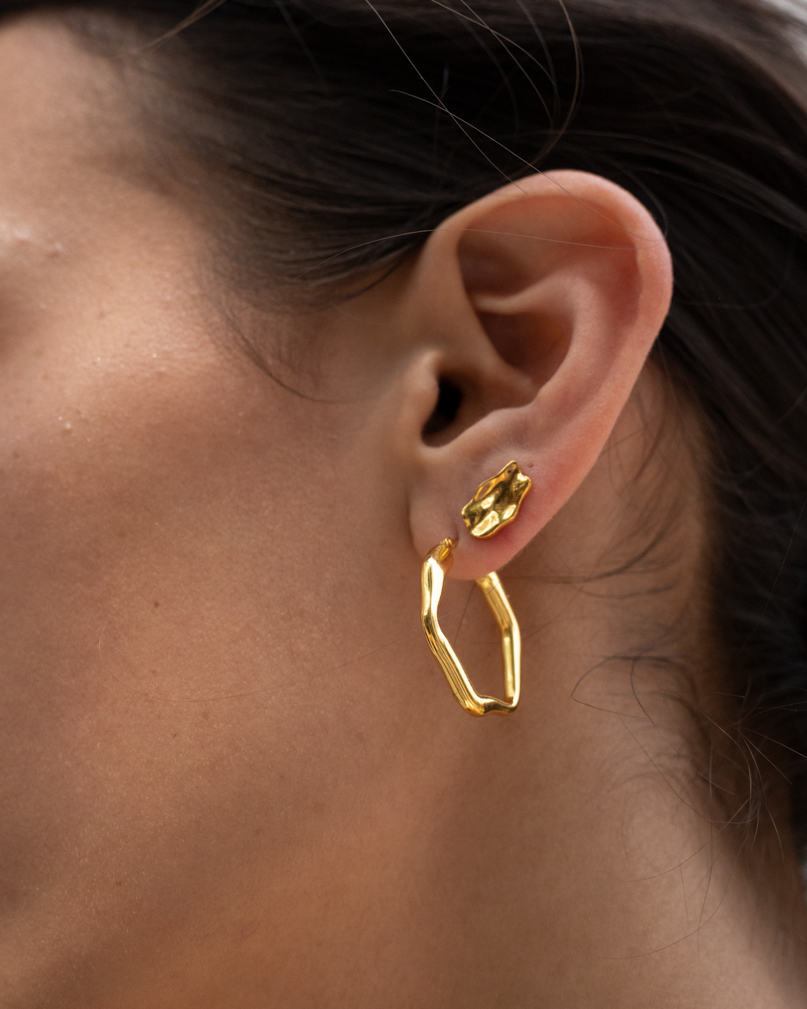 Organic Hoops Silver Earring