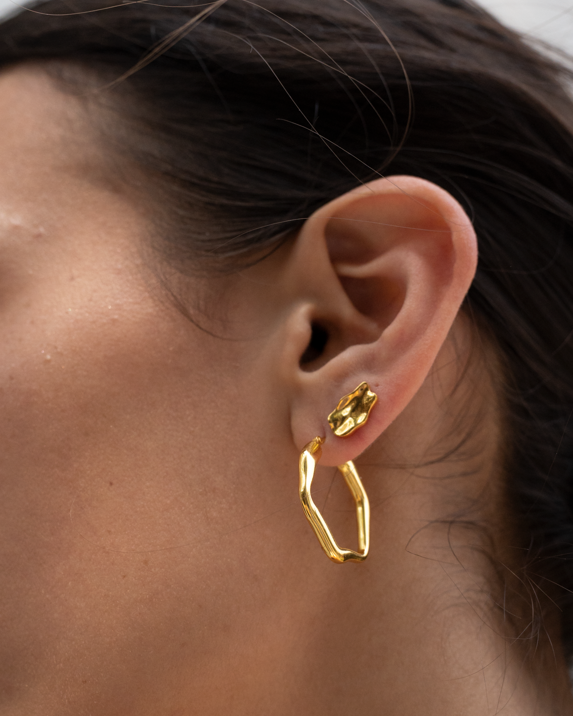 Organic Stud Silver Earring