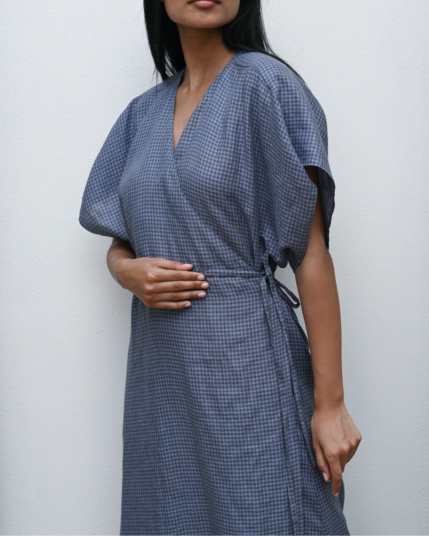 Wrap Dress Gingham Linen