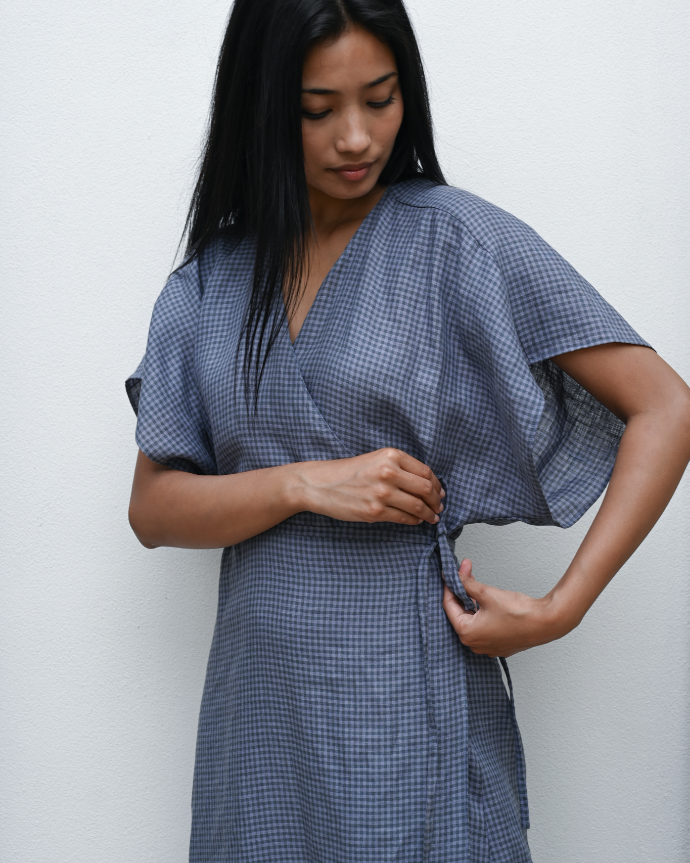 Wrap Dress Gingham Linen