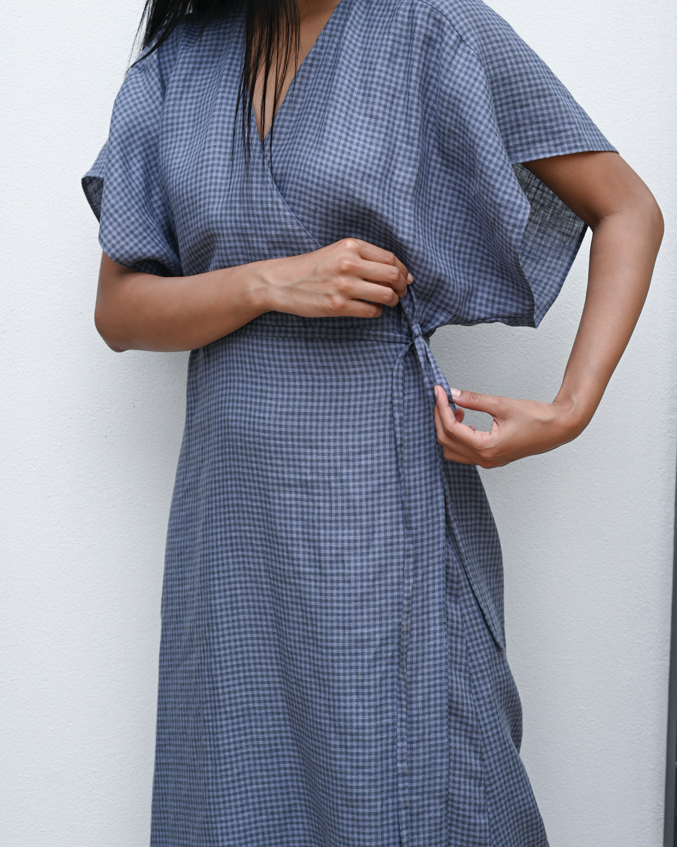 Wrap Dress Gingham Linen