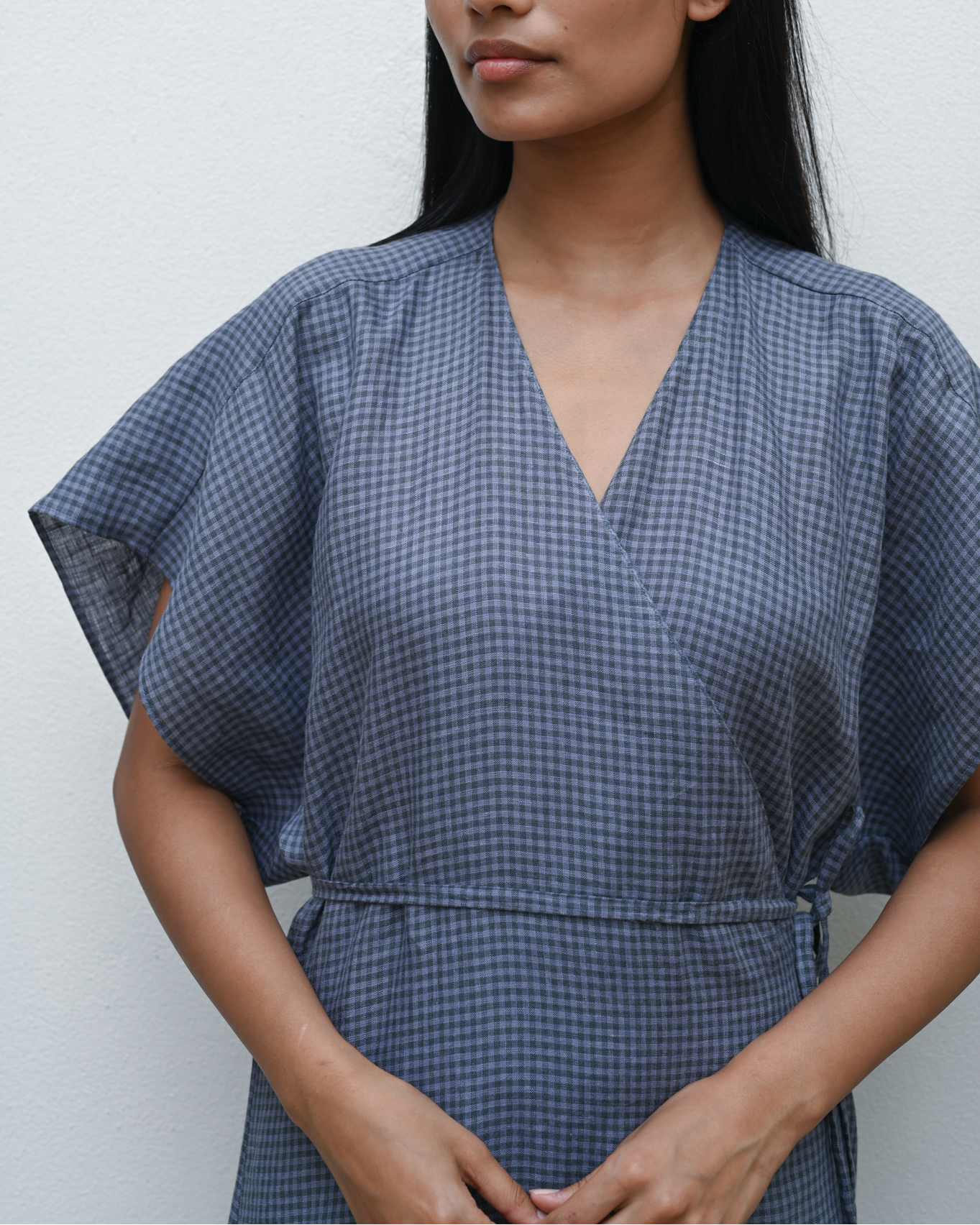 Wrap Dress Gingham Linen