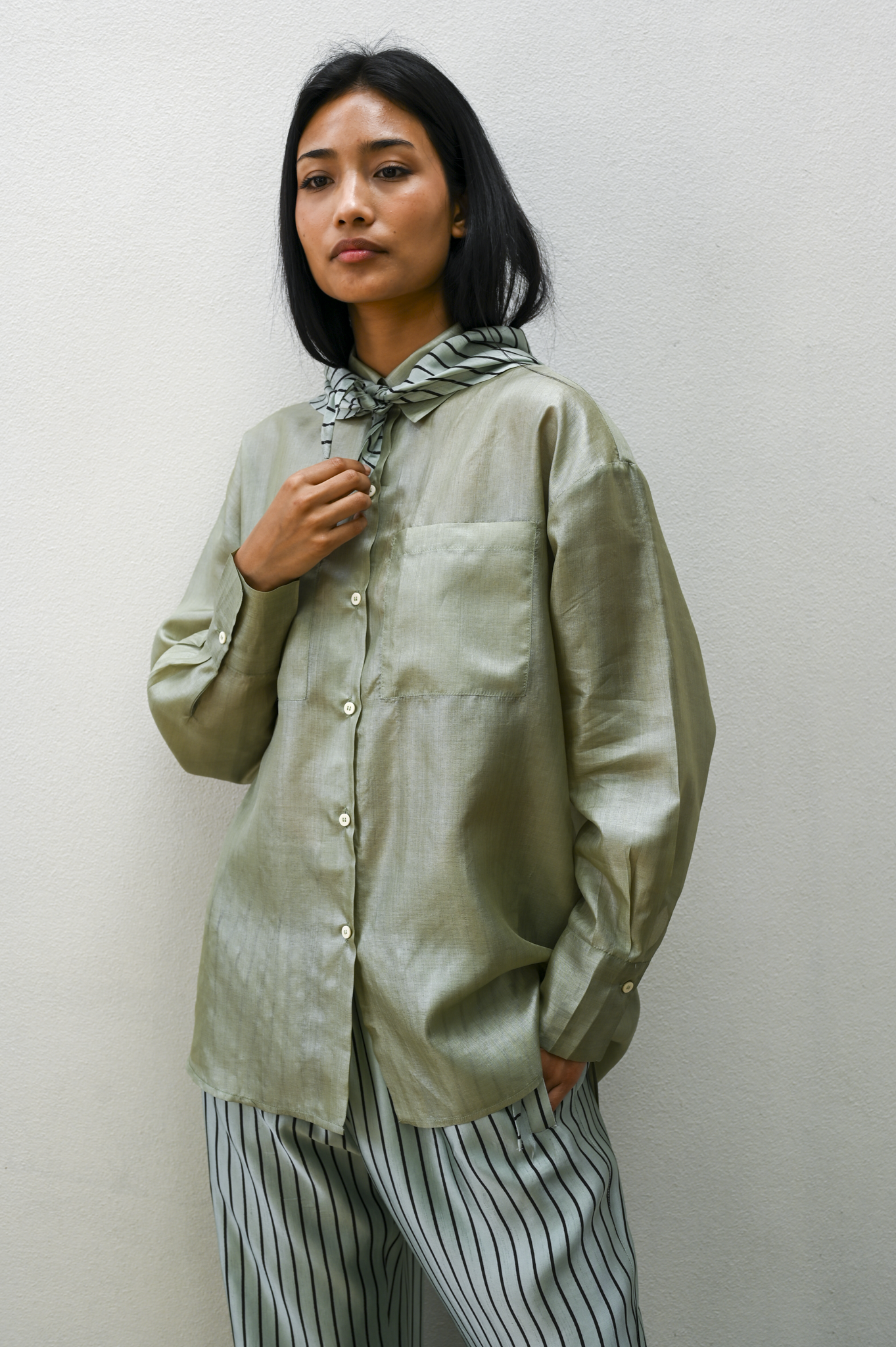 Louise Shirt Sage Silk
