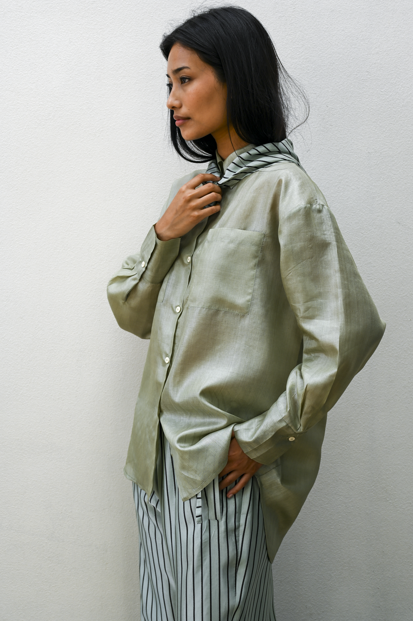 Louise Shirt Sage Silk