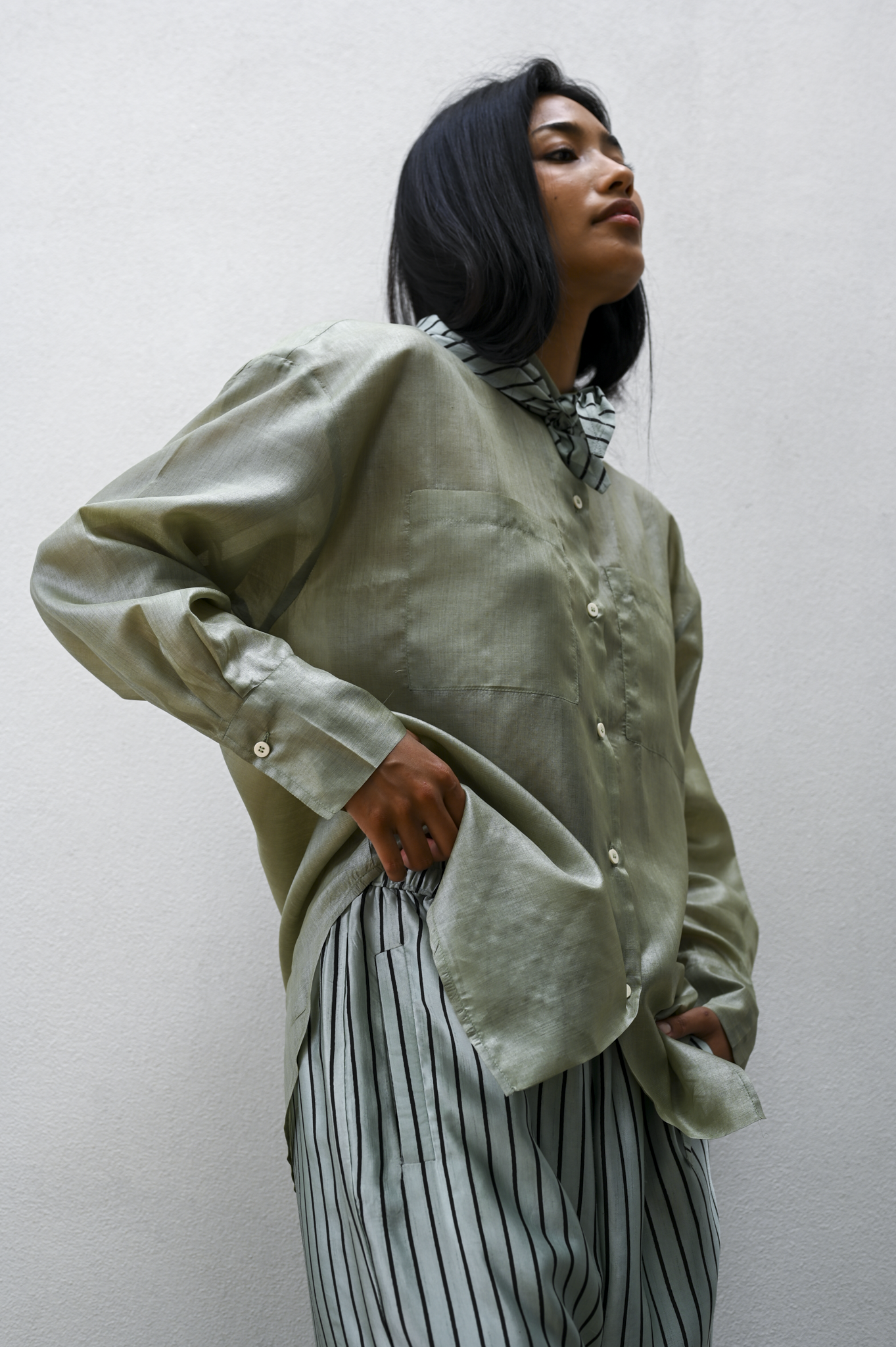 Louise Shirt Sage Silk