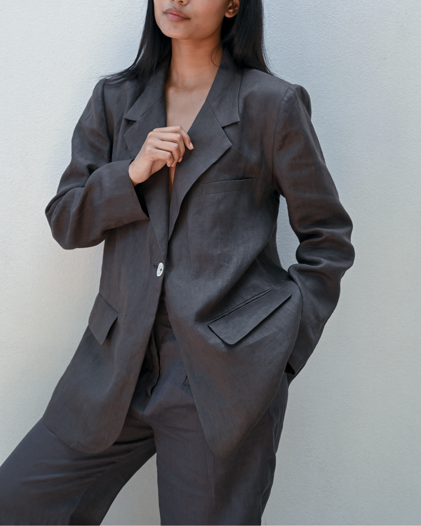 Akansha Oversized Blazer Bark Linen