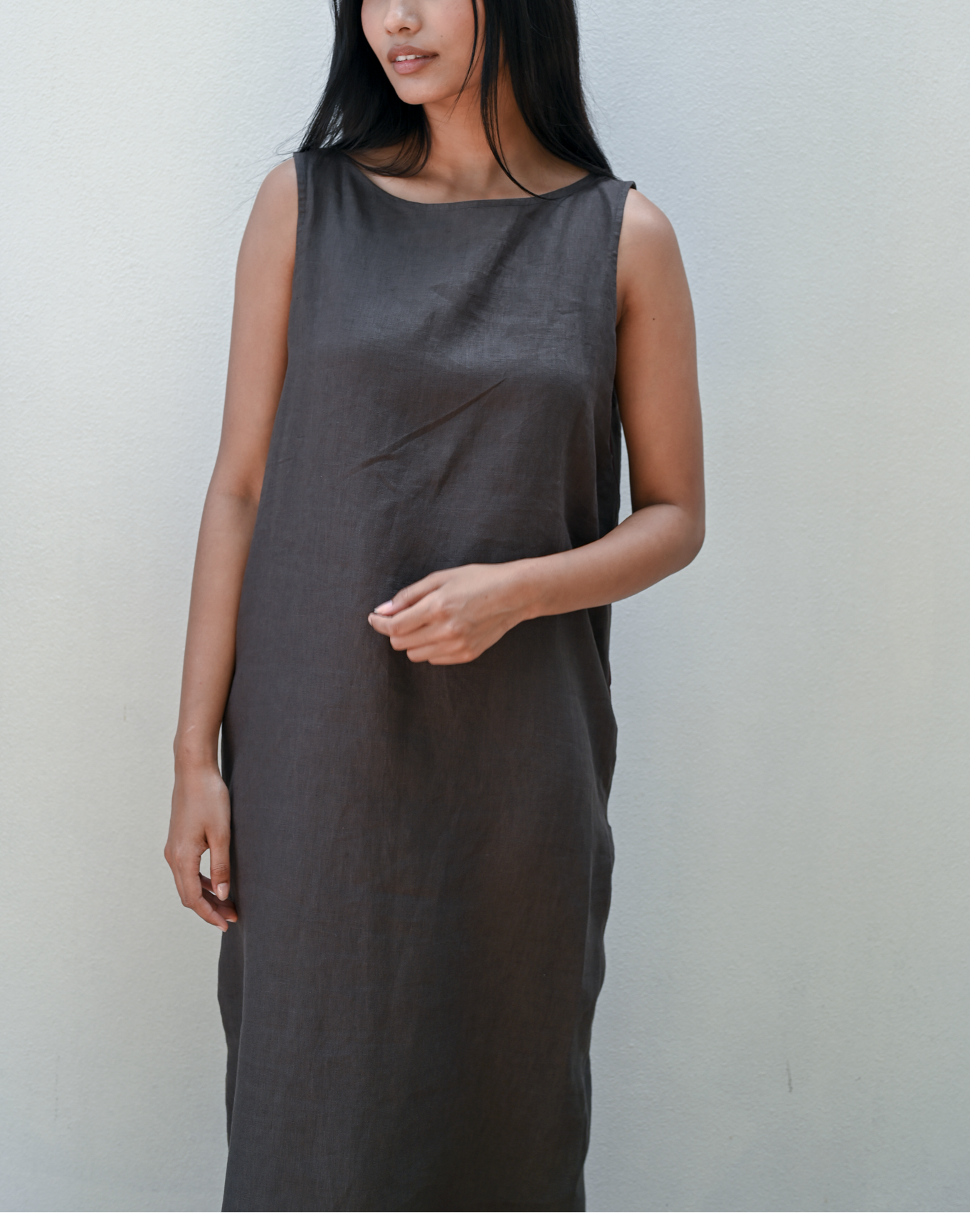 Skalop Dress Bark Linen