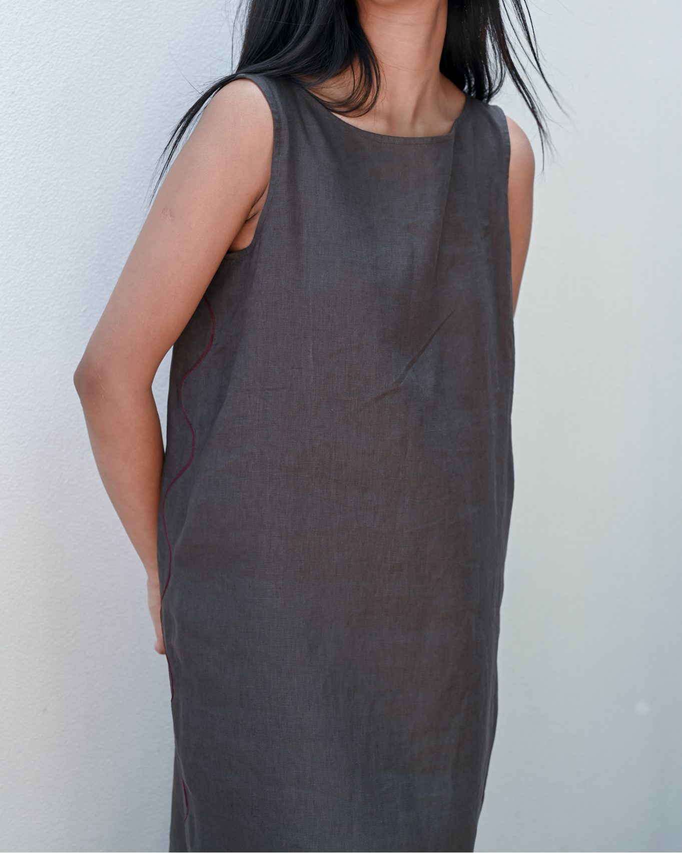 Skalop Dress Bark Linen
