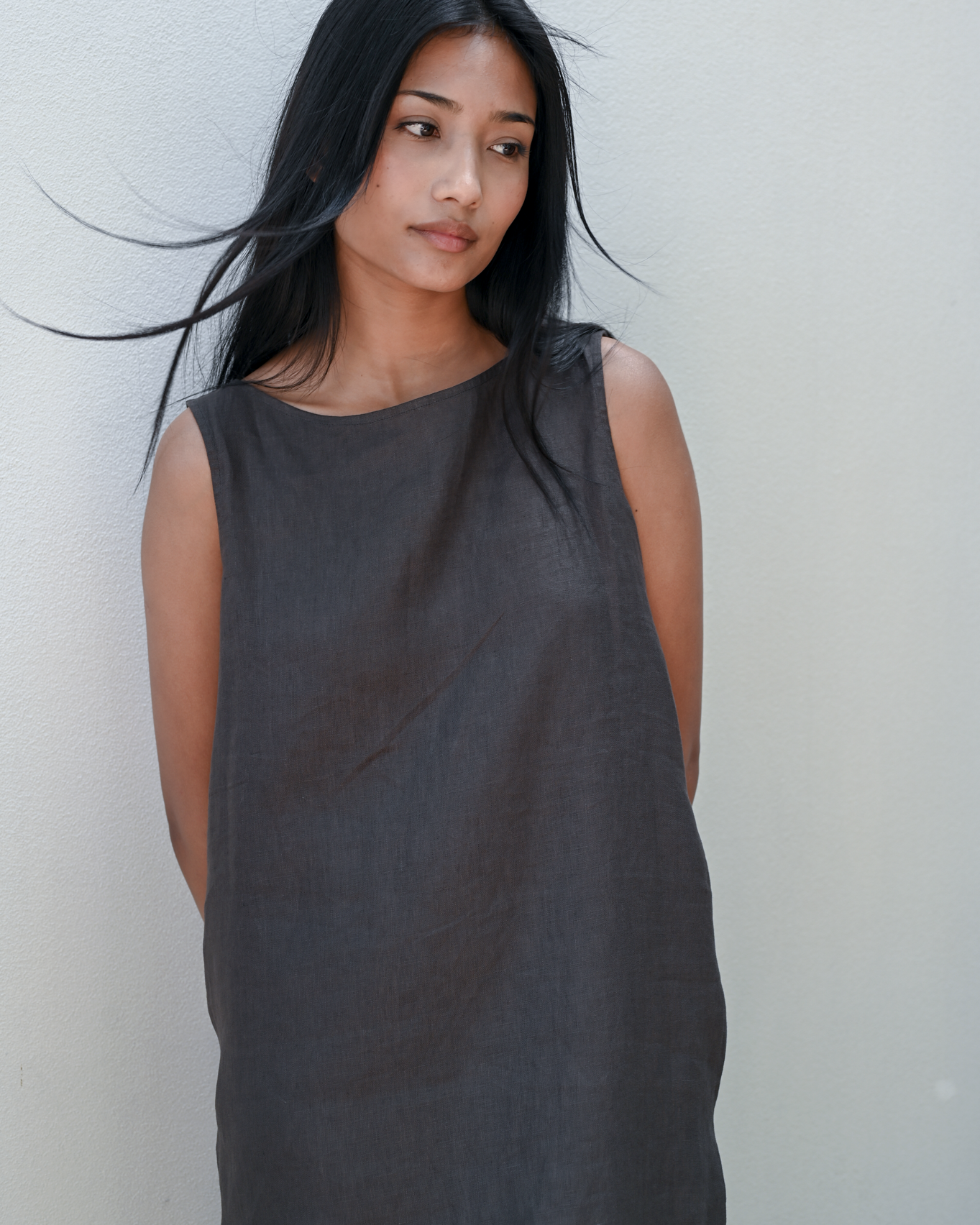 Skalop Dress Bark Linen