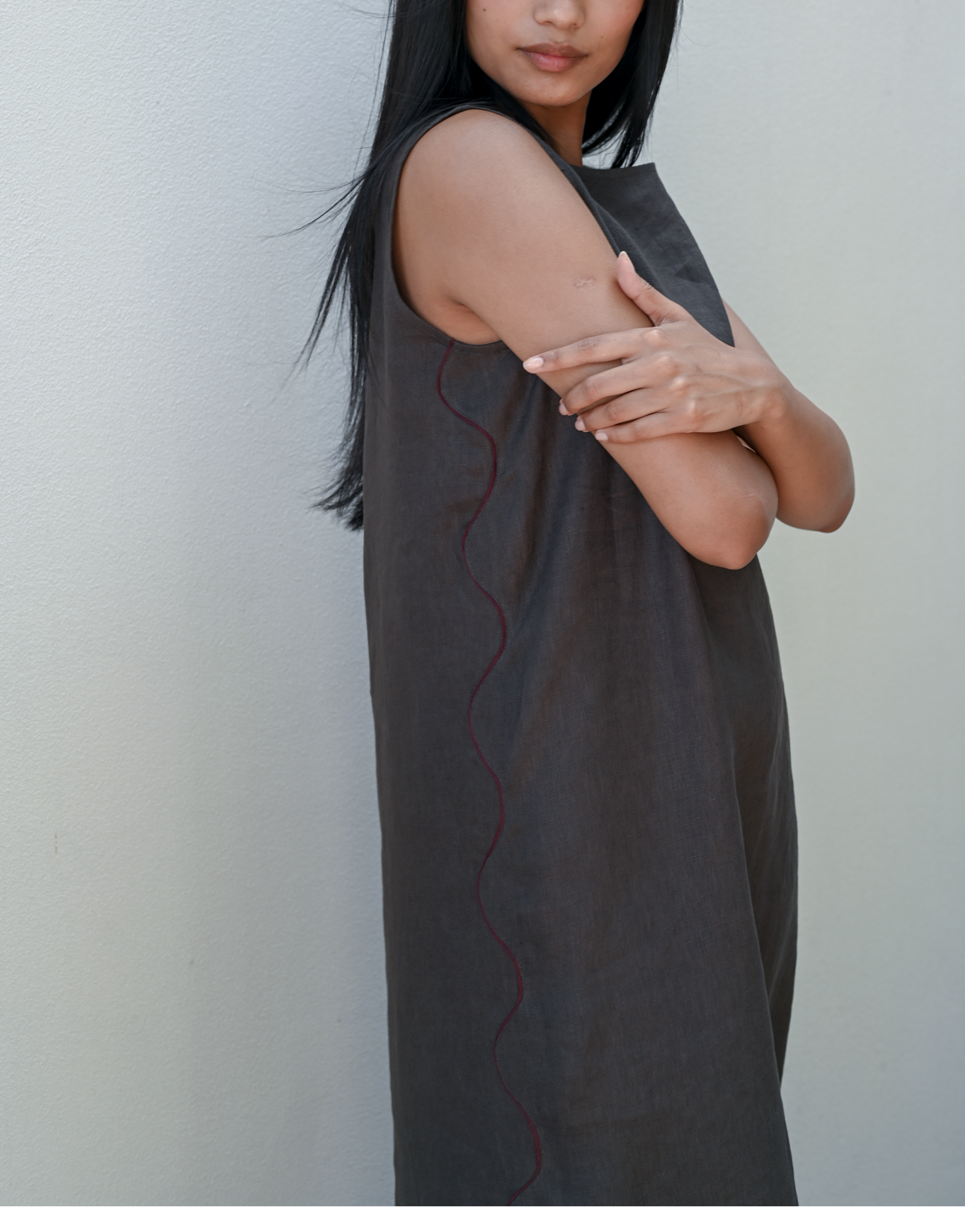 Skalop Dress Bark Linen