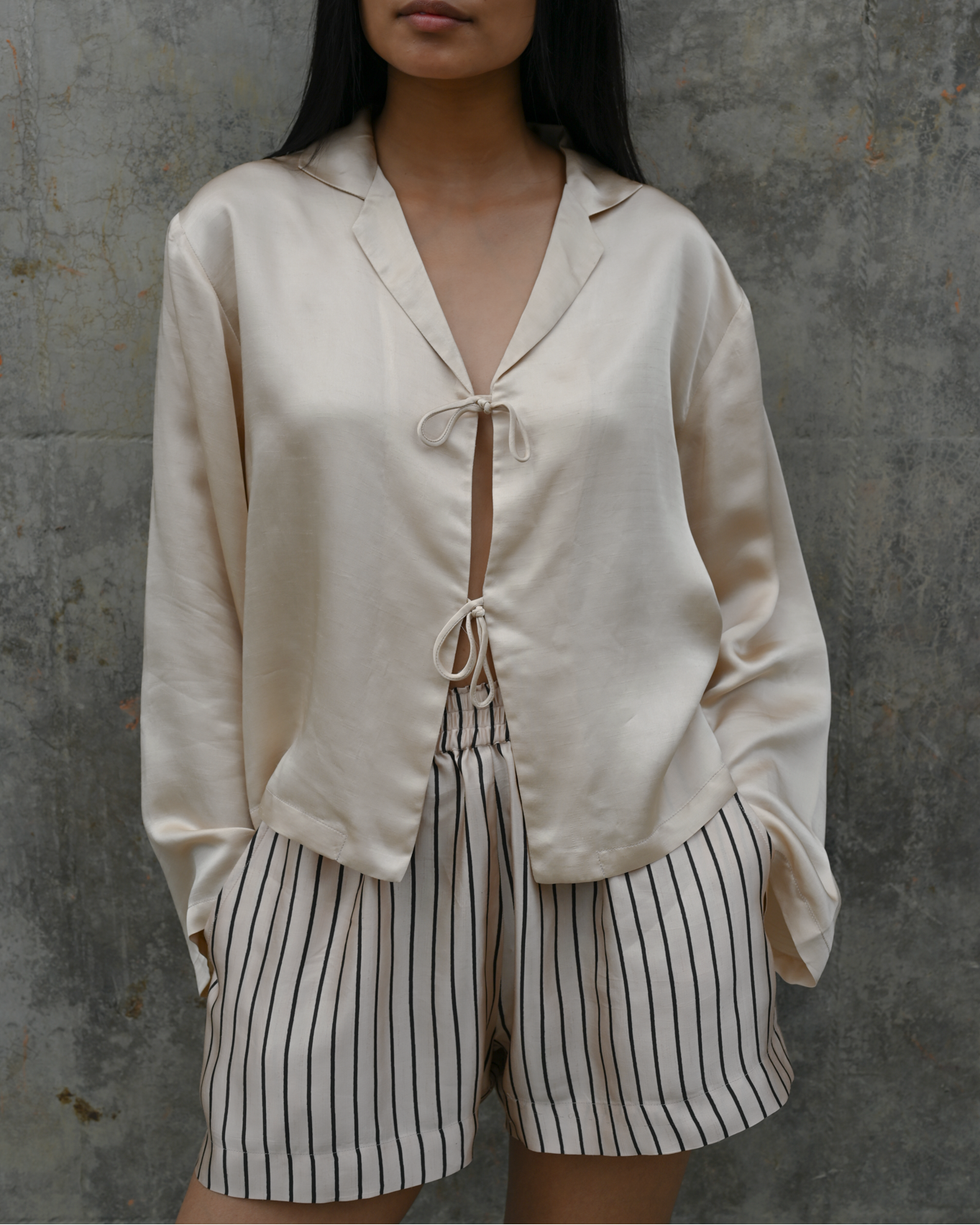 Khin Shorts Vanilla Cream Silk Linen