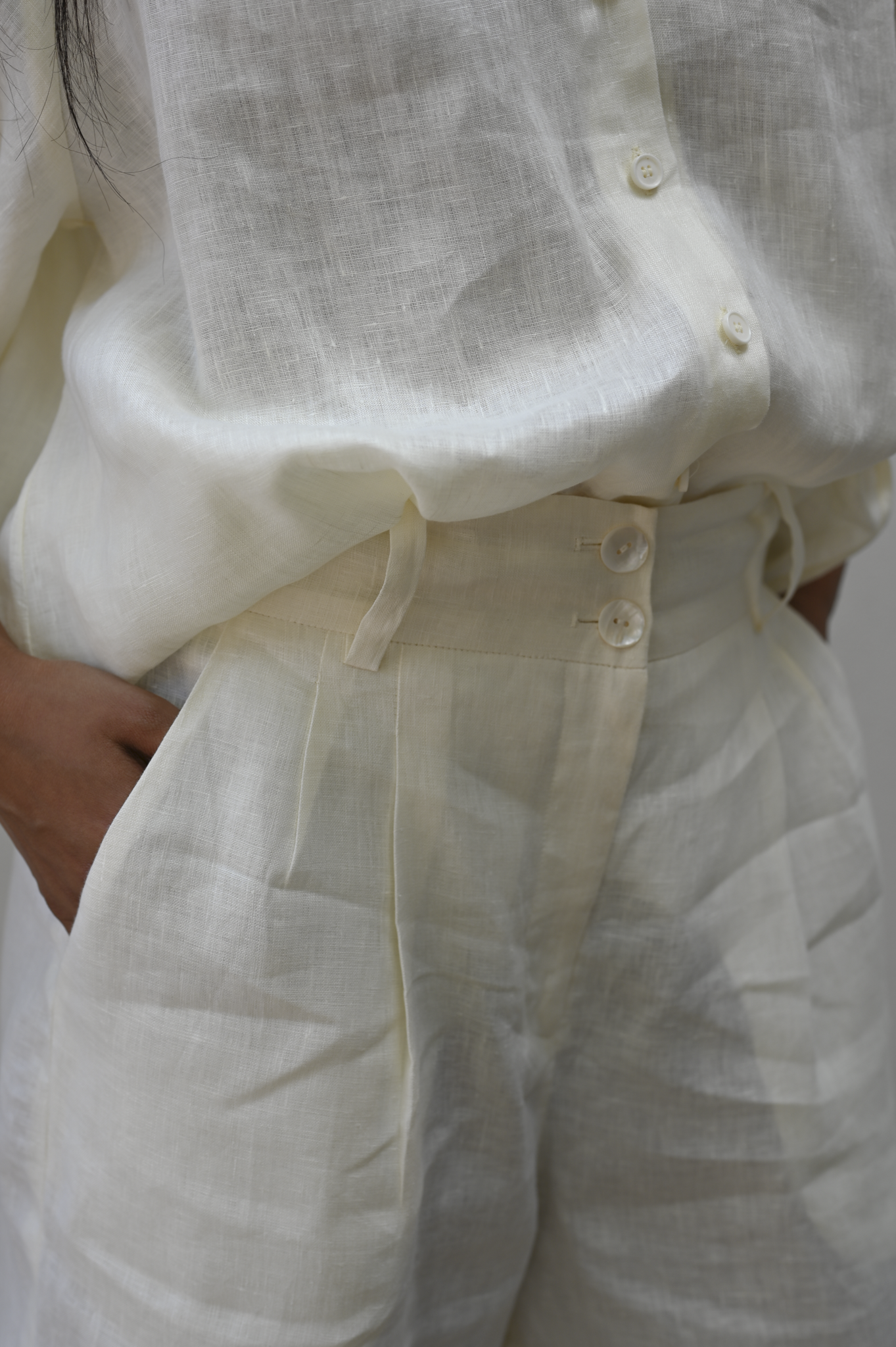 Culotte Pants Milk Linen