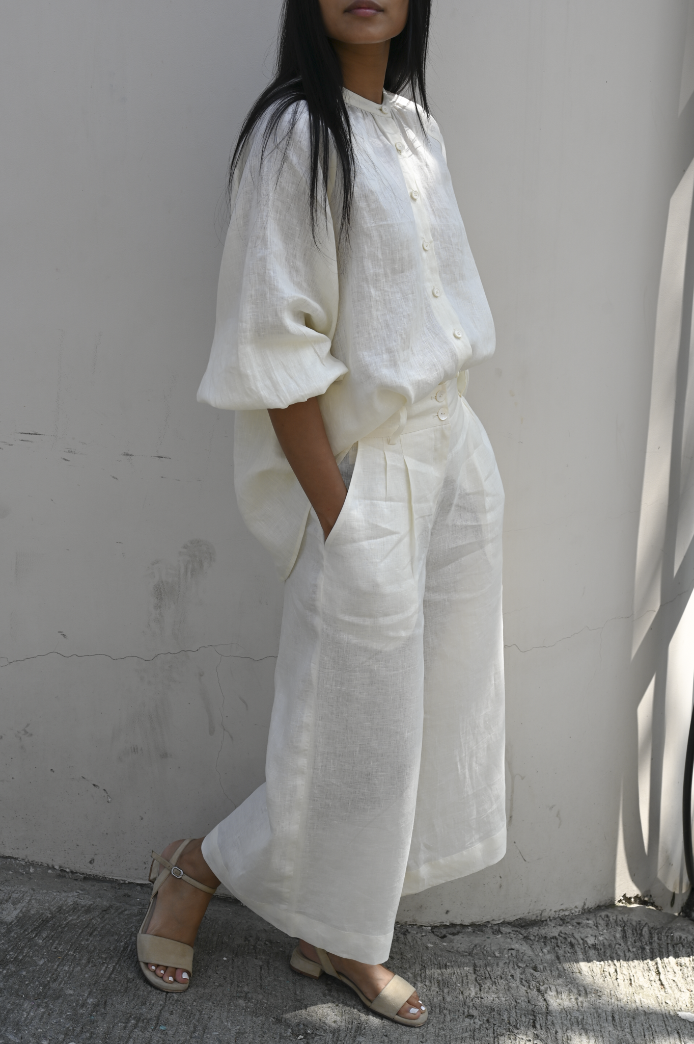 Culotte Pants Milk Linen