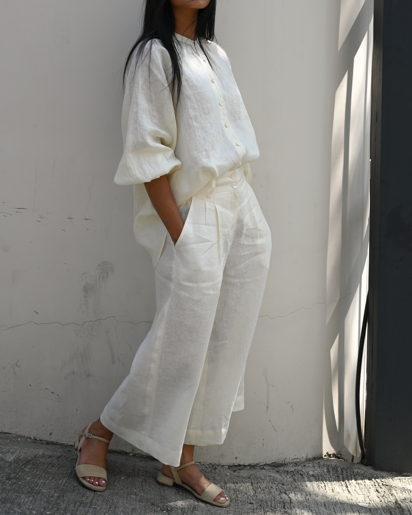 Culotte Pants Milk Linen