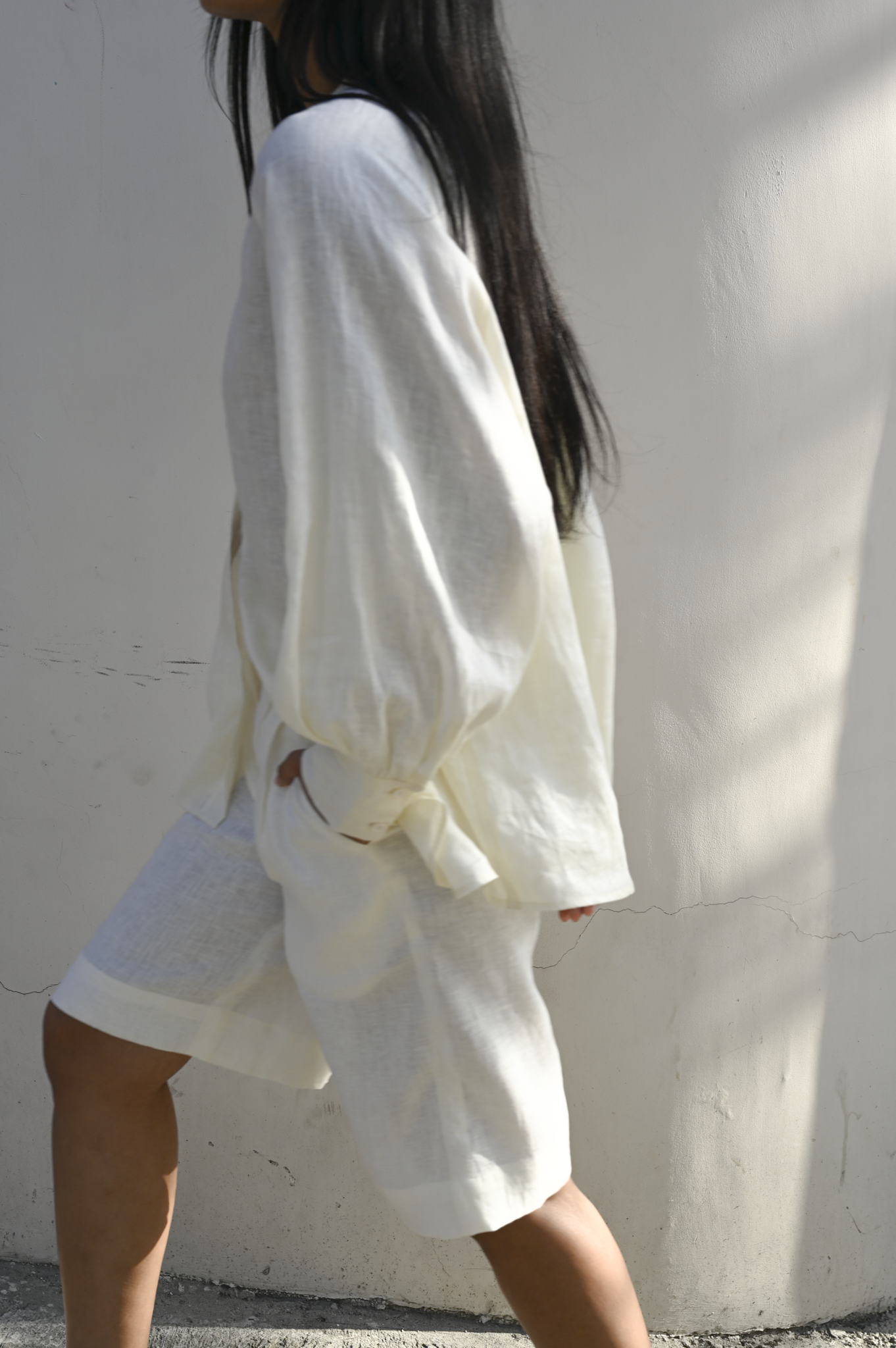 Bermuda Shorts Milk Linen