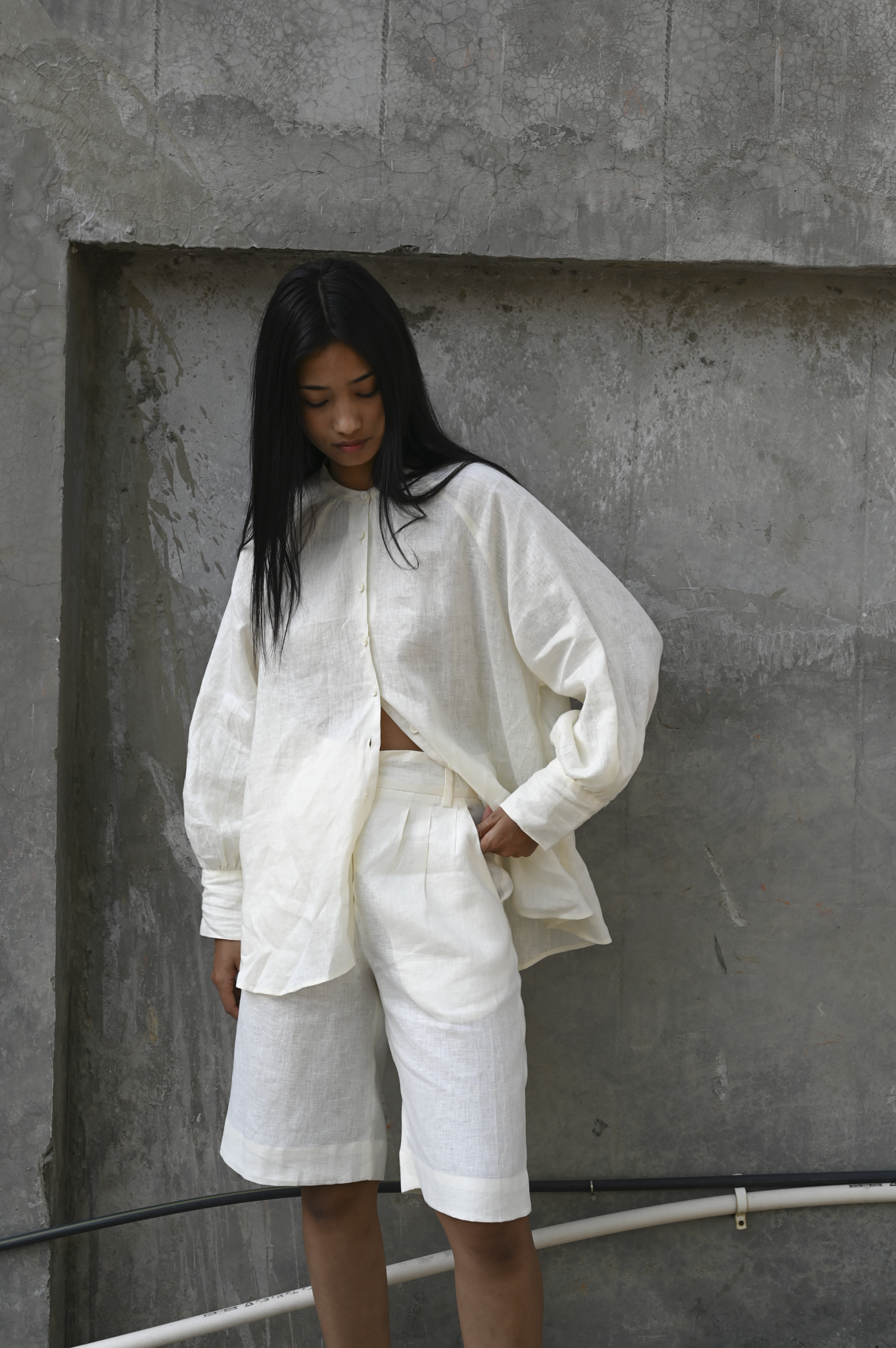 Bermuda Shorts Milk Linen