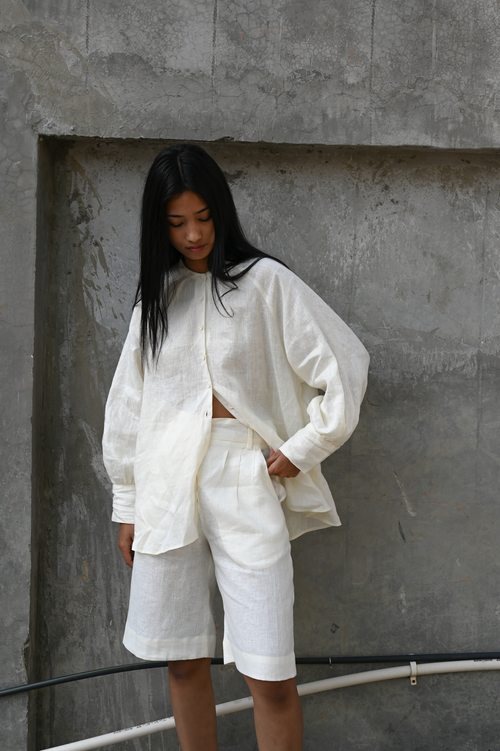 Bermuda Shorts Milk Linen