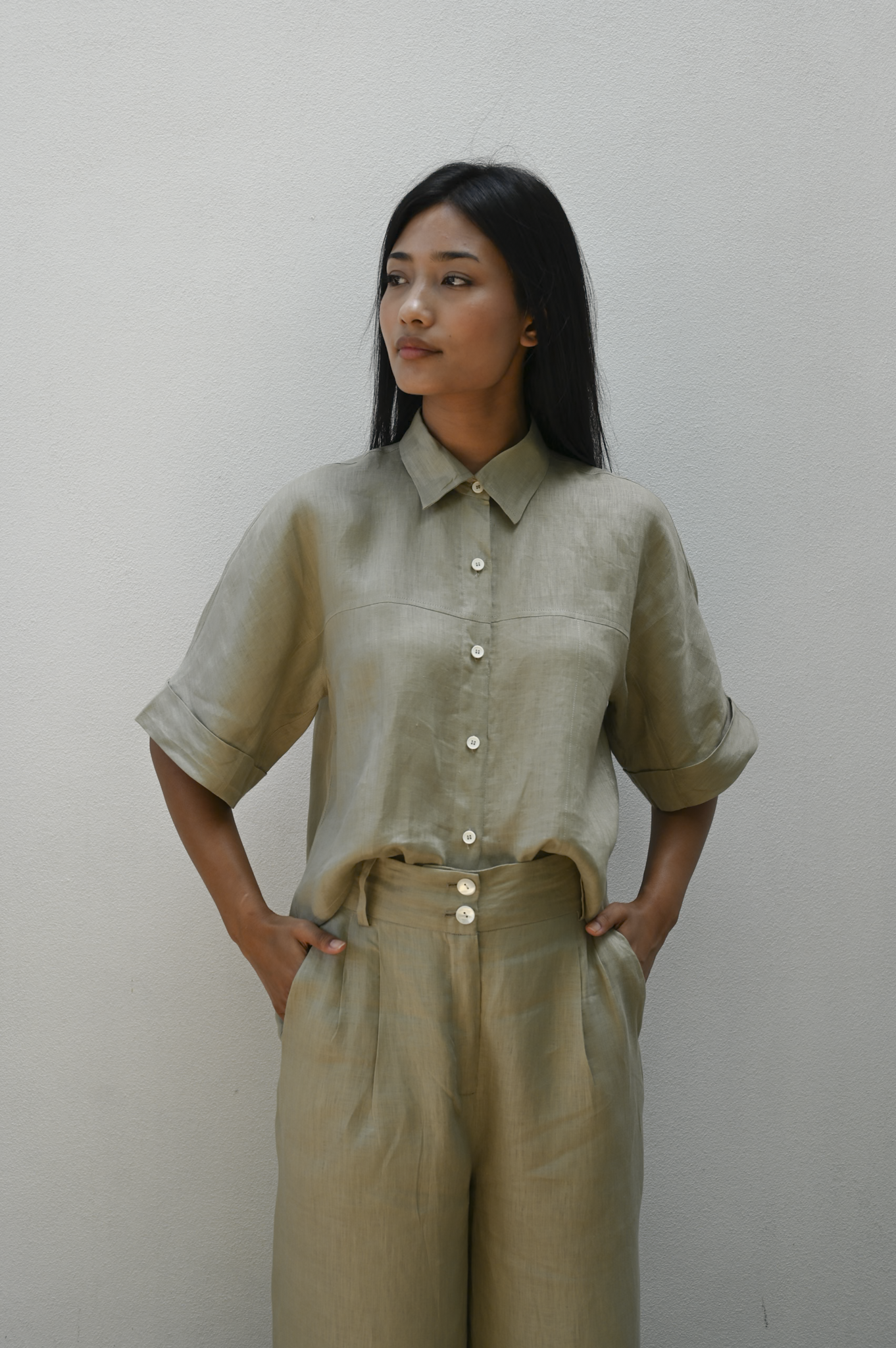 Barkha Shirt Frost Green Linen
