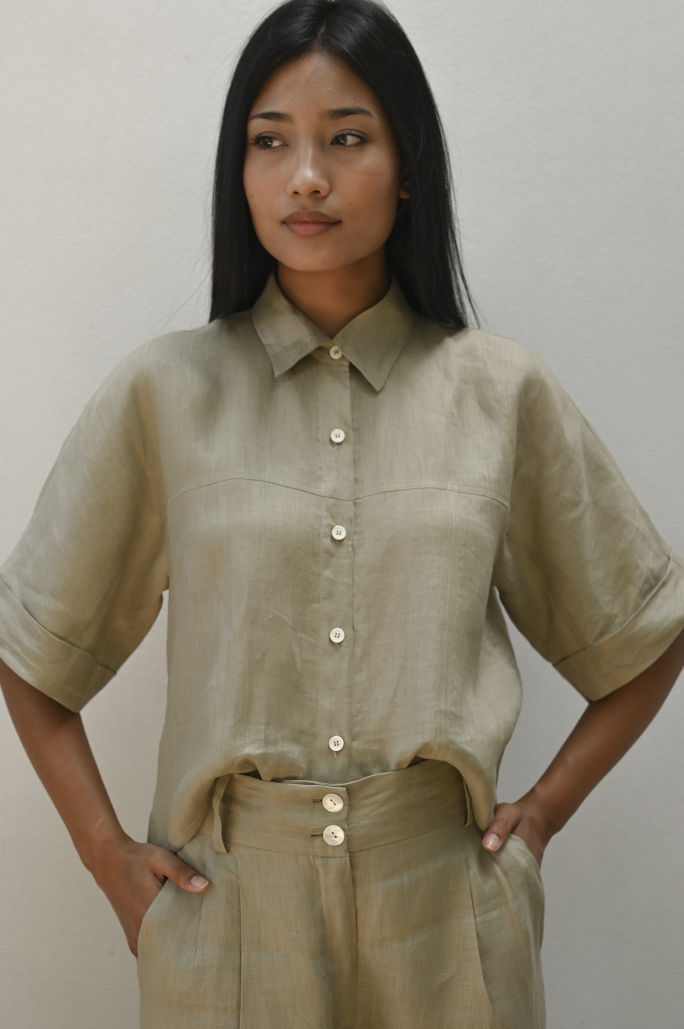 Barkha Shirt Frost Green Linen