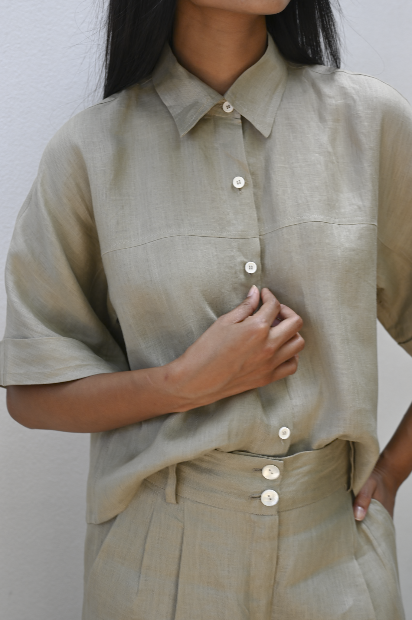Barkha Shirt Frost Green Linen