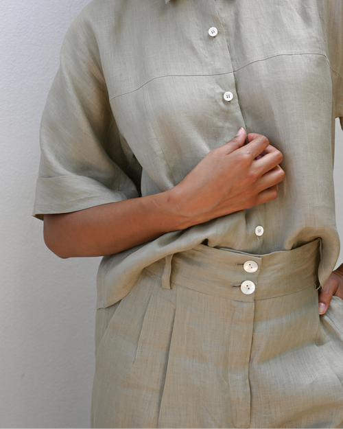 Culotte Pants Frost Green Linen