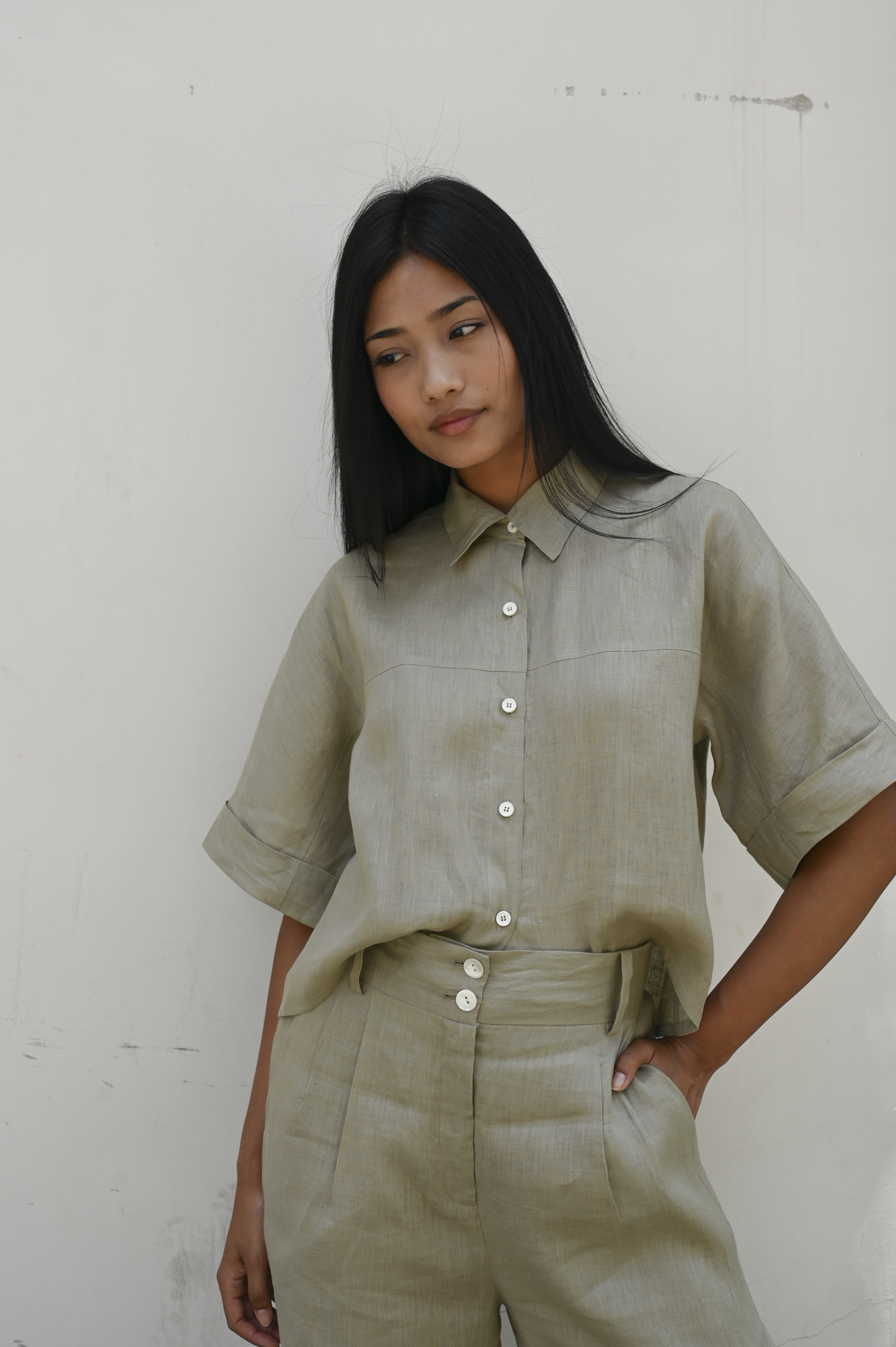 Barkha Shirt Frost Green Linen