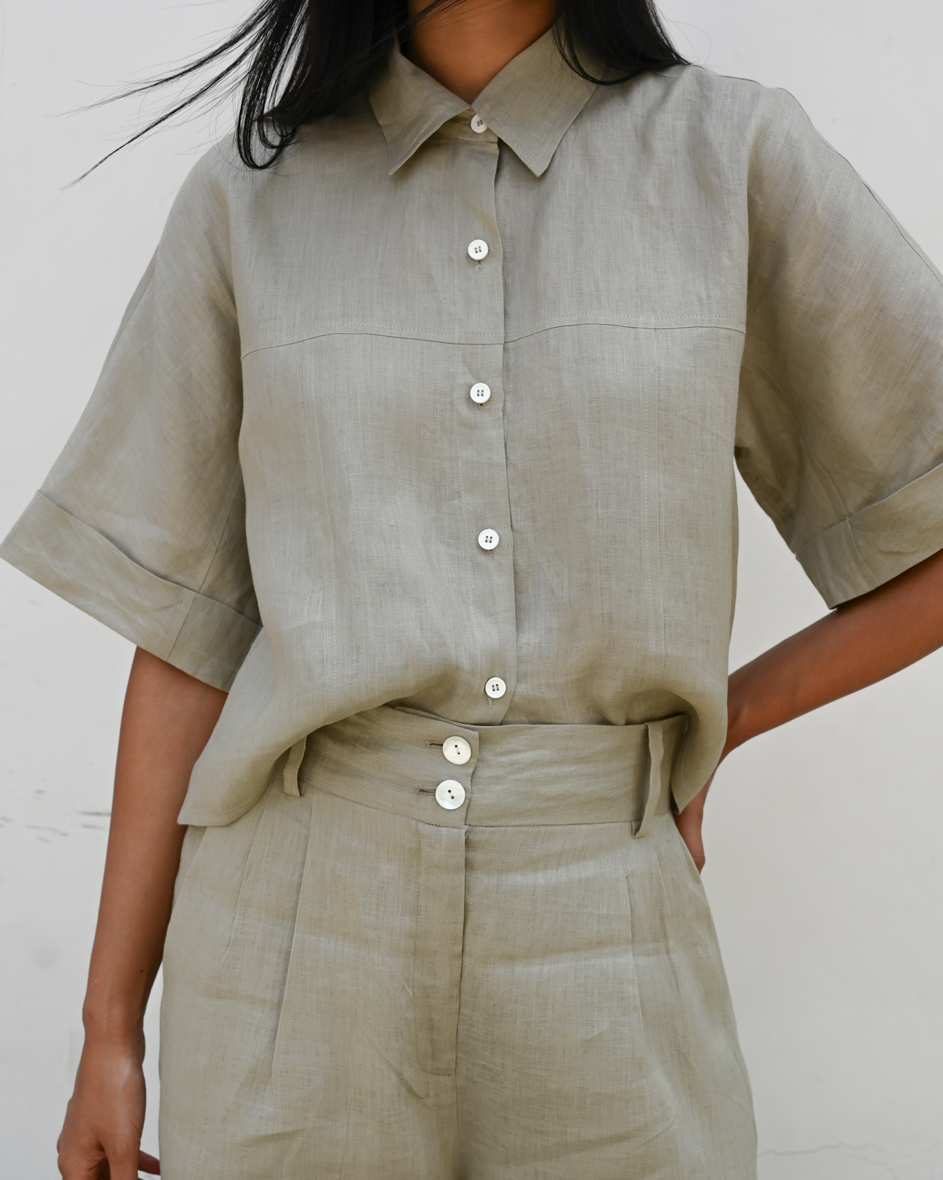 Barkha Shirt Frost Green Linen