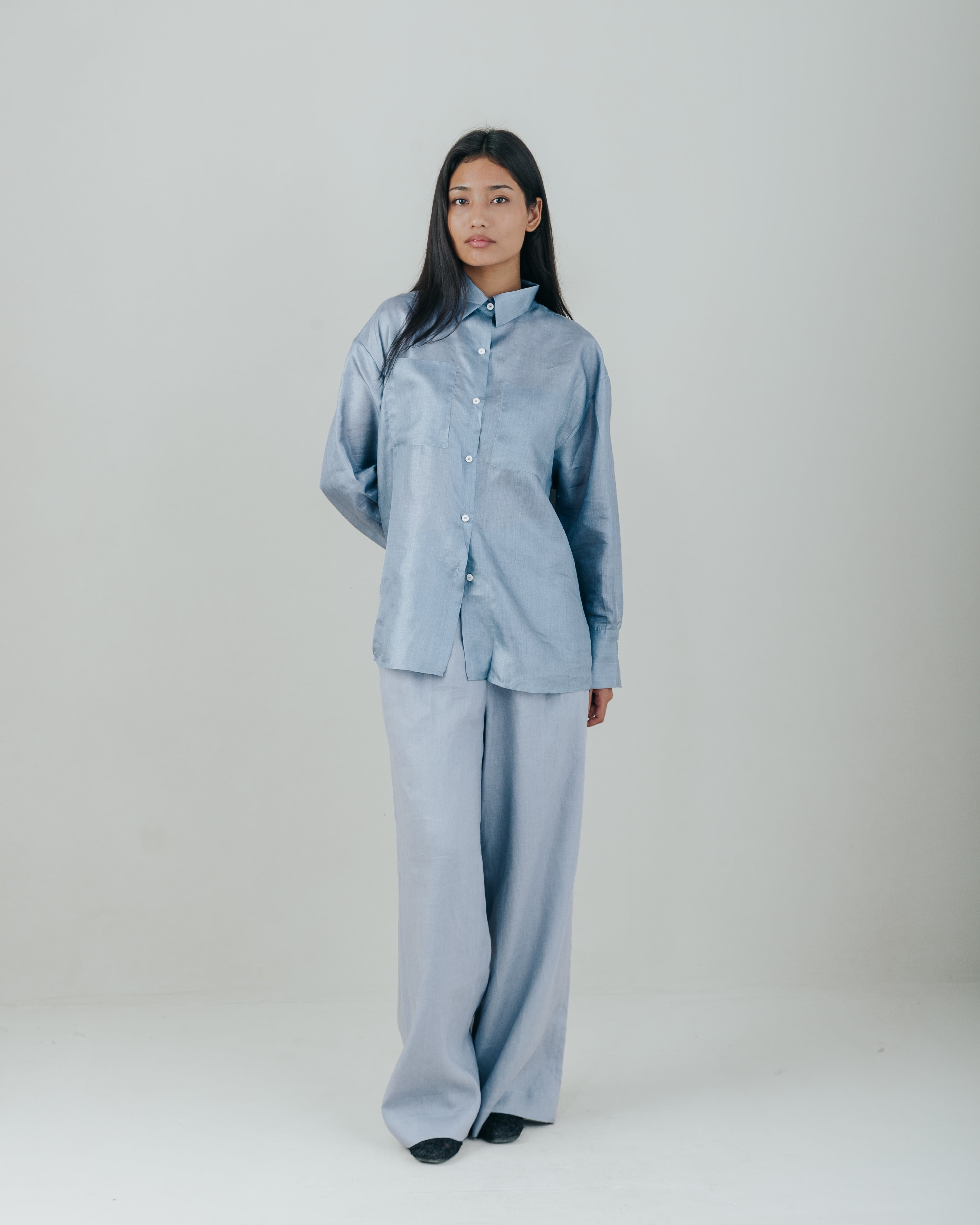 Louise Shirt Ocean Silk