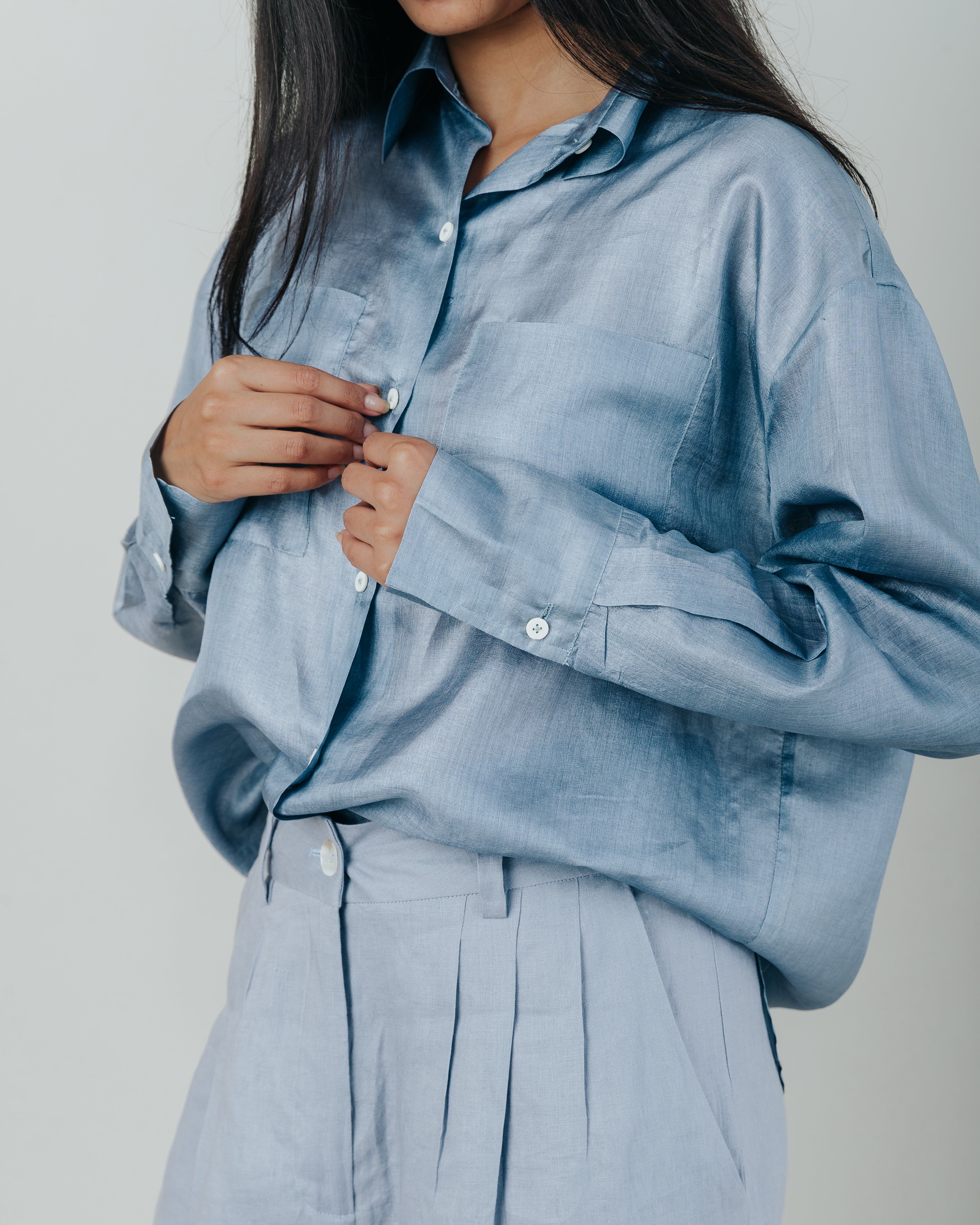 Louise Shirt Ocean Silk