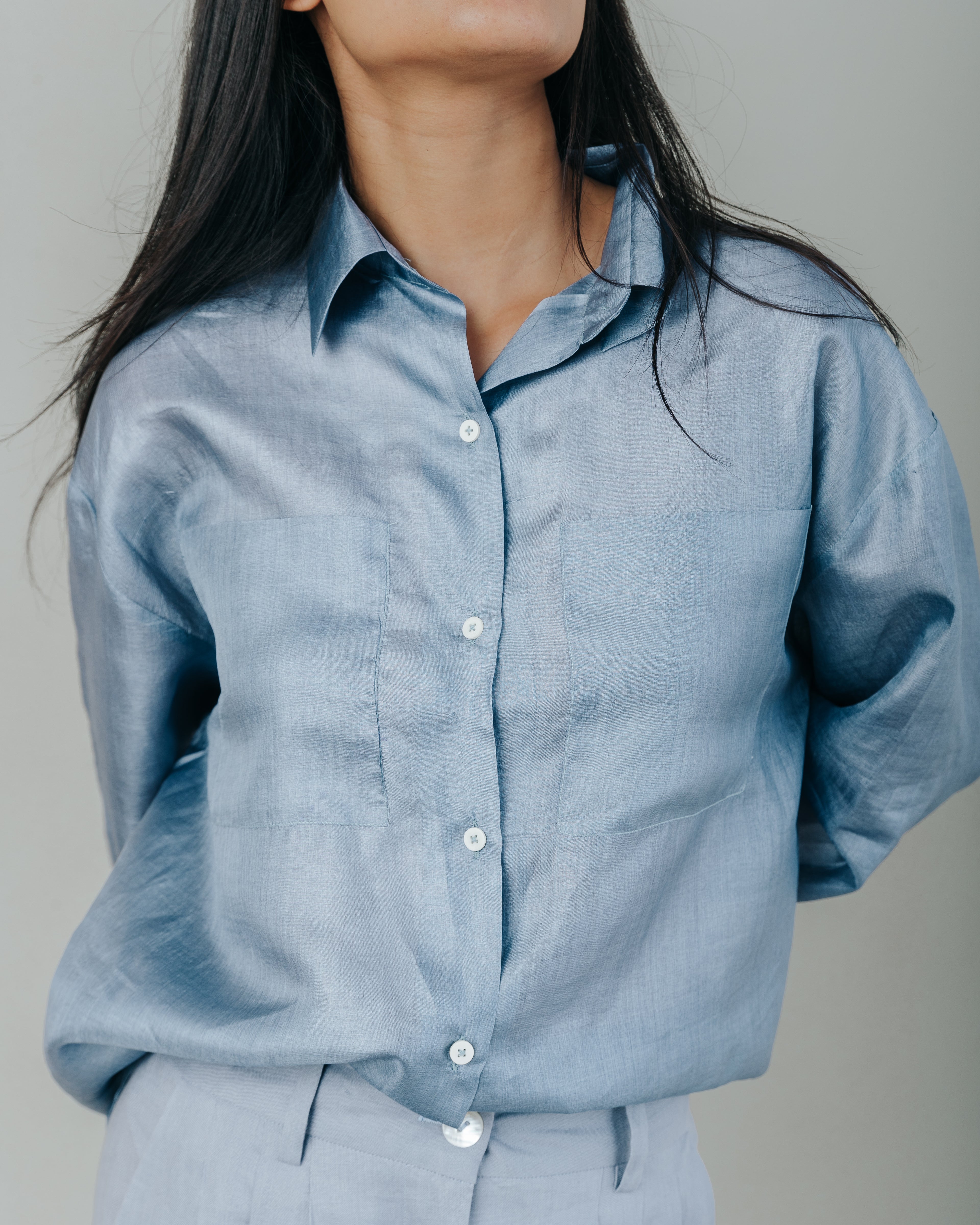 Louise Shirt Ocean Silk